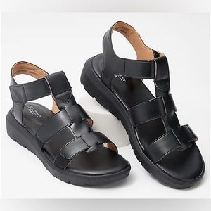 Rockport T-Strap Fisherman Sandals - Abbie - Balck - 11